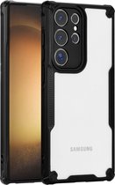 Geschikt voor Samsung Galaxy S23 Ultra Hoesje - Case Cover - Stevige Bumpers - Backcover S23 Ultra - Anti Shock - Telefoonhoesje S23 Ultra - Hybrid X Fonu - Doorzichtig - Transparant
