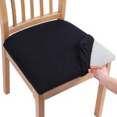 Stoelbekleding zitvlak set van 6, stretch bekleding voor stoelen, stoelovertrekken voor eetkamerstoelen, afwasbaar, stoelhoezen voor stoelen, zwart
