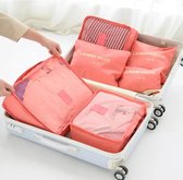 6 stks/set roze reisopbergtas met grote capaciteit waterdichte bagage kleding ondergoed opbergtas met ritssluiting - Roze