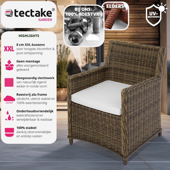 Tectake® Set Van 6 Tuinstoelen -Tuinset Voor Om De Tuintafel, Terras Of Camping Terrasstoelen Tuinstoel Met Armleuning Weerbestendig Wit