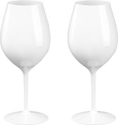 2x Witte of rode wijn wijnglazen 51 cl/510 ml van onbreekbaar wit kunststof - herbruikbaar