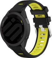 Strap-it Smartwatch siliconen sport bandje - geschikt voor Garmin Vivoactive 4 (45mm) / Venu 2 / Venu 3 / Forerunner 255 / Forerunner 265 - zwart/geel