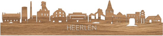Skyline Heerlen Eikenhout - 80 cm - Woondecoratie - Wanddecoratie - Meer steden beschikbaar - Woonkamer idee - City Art - Steden kunst - Cadeau voor hem - Cadeau voor haar - Jubileum - Trouwerij - WoodWideCities