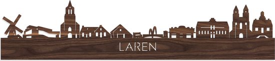 Skyline Laren Notenhout - 80 cm - Woondecoratie - Wanddecoratie - Meer steden beschikbaar - Woonkamer idee - City Art - Steden kunst - Cadeau voor hem - Cadeau voor haar - Jubileum - Trouwerij - WoodWideCities