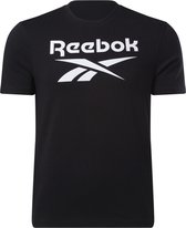 Reebok RI BIG STACKED LOGO TEE - Heren T-shirt - Zwart - Maat L