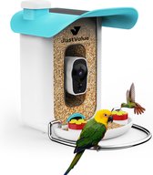 JustValue Vogelvoederhuisje met Camera - Vogelhuisje - AI vogelherkenning - 1080 HD - Audio - Voederpaalsysteem - Vogelvoeder Buitenvogels - Nestkast Camera - Vogelvoerhuisje - Vogelhuis Camera