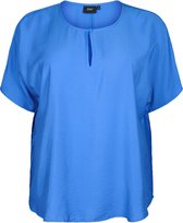 ZIZZI VKAM S/ S BLOUSE Chemisier Femme - Blue - Taille XL (54-56)