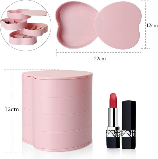 Sieradendoosje klein reizen voor dames meisjes, sieradendoos met initiaal S, mini sieradendoos met spiegel voor ringen, oorbellen, halsketting voor