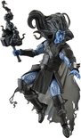 Black Winter (Thor) figuur springend, met blauwe huid, zwart pantser, grijze mantel en zwarte hamer.
