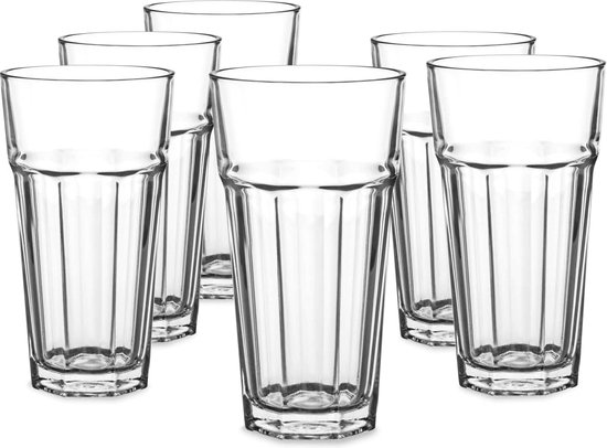 Sendez 6 longdrinkglazen, 400 ml, met reliëf, waterglazen, sapglazen, cocktailglazen, drinkglazen