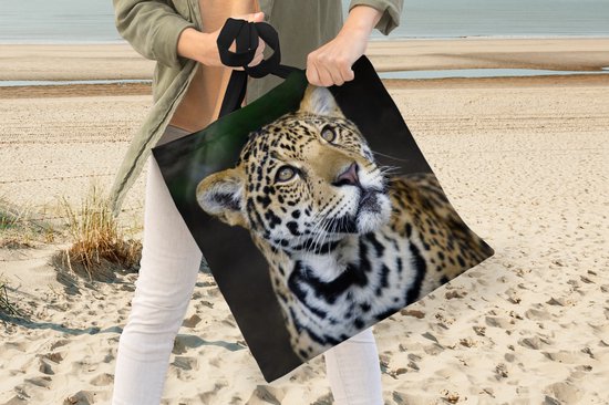 MuchoWow® Sac Bandoulière - Sac Plage - Shopper Léopard - Tête - Forêt - 40x40 cm - Sac Coton