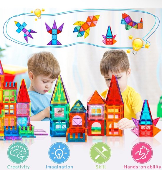 26 Mini Tuiles Magnétiques 3D Pour Enfants - Avec Boîte En Métal - Jeu De Construction Voyage 3+ Ans
