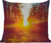 Coussin d'extérieur - Coucher de soleil - Arbres - Forêt - Nature - 45x45 cm - Résistant aux intempéries