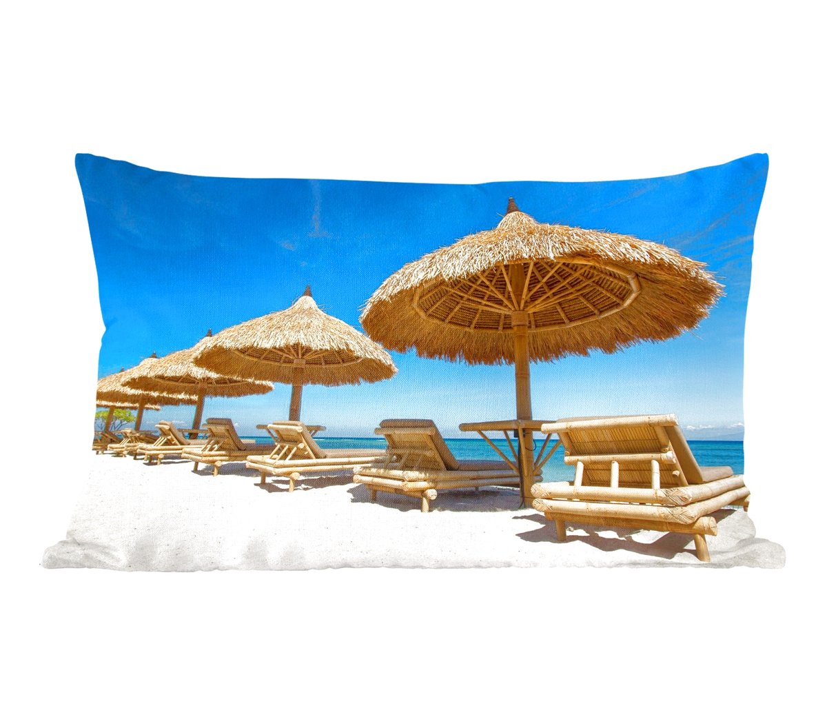 Sierkussens - Kussentjes Woonkamer - 50x30 cm - Strandstoel - Strand - Parasol - Zee - Zom