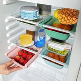 Koelkastorganizerset, bestaat uit 4 opbergdozen, koelkastladen en ladedozen, veelzijdig inzetbaar, BPA-vrij, blauw