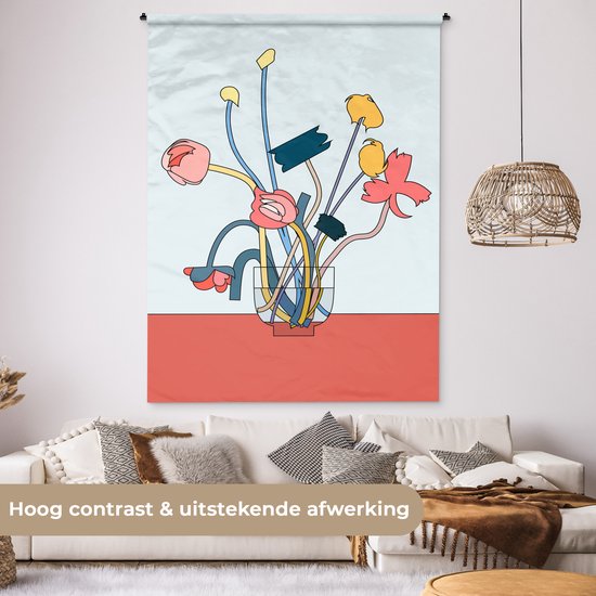 Wandkleed - Wanddoek - Bloemen - Retro - Pastel - 150x200 cm - Wandtapijt