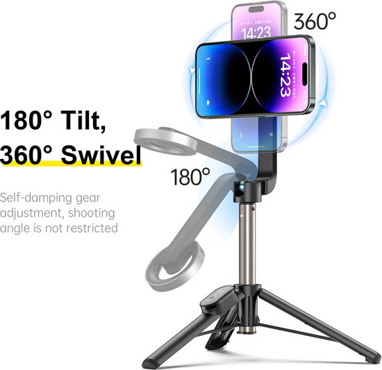 Telesin Magnetische Selfie Stick Statief Met Afstandsbediening Voor Mobiele Telefoon Voor Iphone 14 13 12 Pro Max Voor Huawei Xiaomi Samsung - Brandless