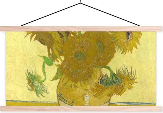 Porte-affiche avec affiche - Affiche scolaire - Tournesols - Vincent van Gogh - 150x75 cm - lattes vierges