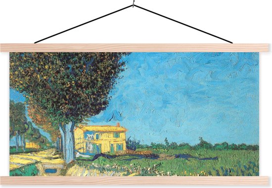 Posterhanger incl. Poster - Schoolplaat - De laan vlakbij Arles - Vincent van Gogh - 150x75 cm - Blanke latten