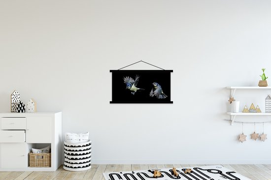 Porte-affiche avec affiche - Affiche scolaire - Vogels - Ressorts - Zwart - 90x45 cm - Lattes noires
