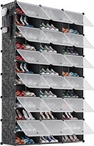 Schoenenrek - Schoenenkastje - Schoenenkast - Schoenenopbergkast - Schoenenrek voor 72 paar schoenen - Schoenenkast met 3 x 12 niveaus - Smal - Stofdicht kunststof schoenenrek voor hal slaapkamer ingang - Met deuren 30 x 40 x 30 cm per vak - Zwart