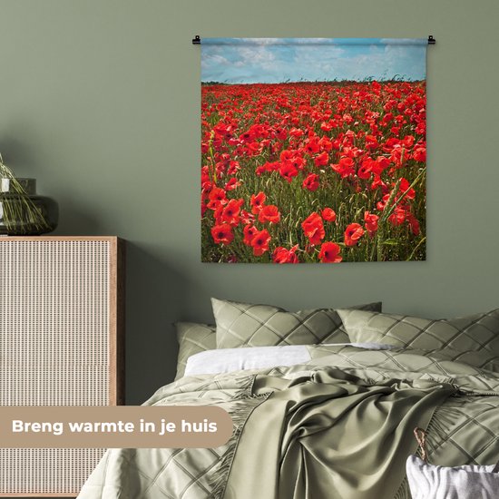 Tapisserie - Tapisserie - Une prairie pleine de coquelicots - 90x90 cm - Tapisserie