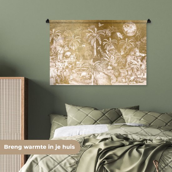 Tapisserie - Tissu mural - Jungle - Or - Enfants - 90x60 cm - Tapisserie