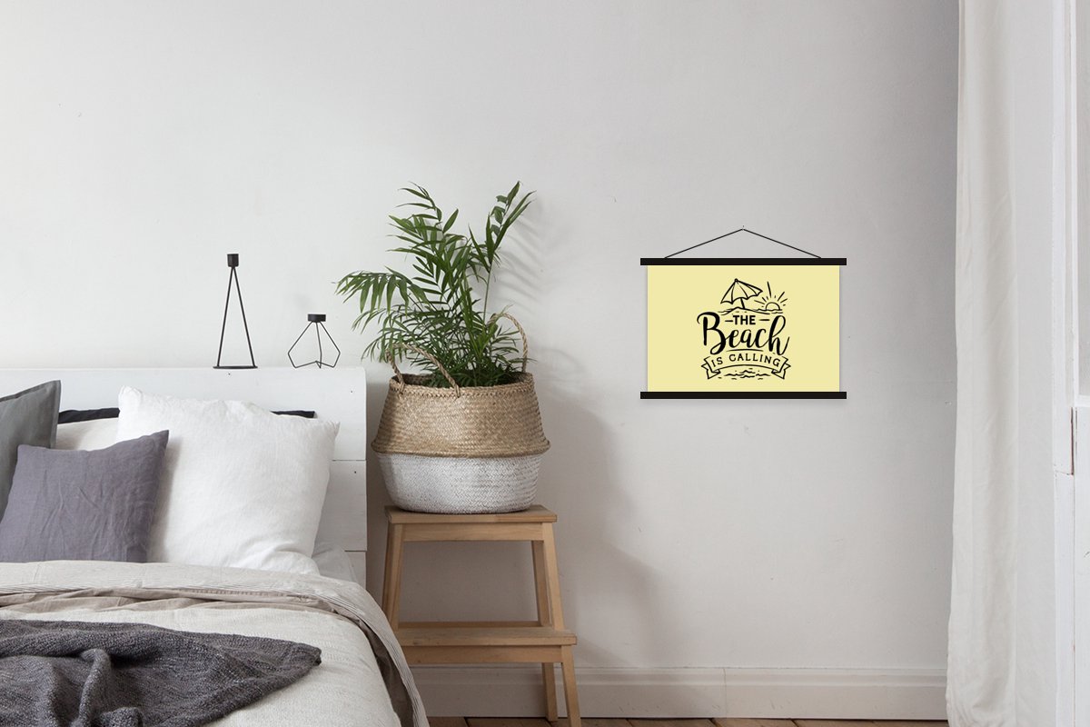Posterhanger incl. Poster 60x40 cm - Schoolplaat - Quotes - Strand - Parasol - Textielpost