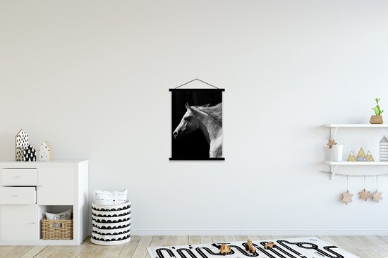 Support pour affiche avec affiche 60x80 cm - Affiche scolaire - Paarden - Animal de la ferme - Crinière - Affiche textile - Lattes noires