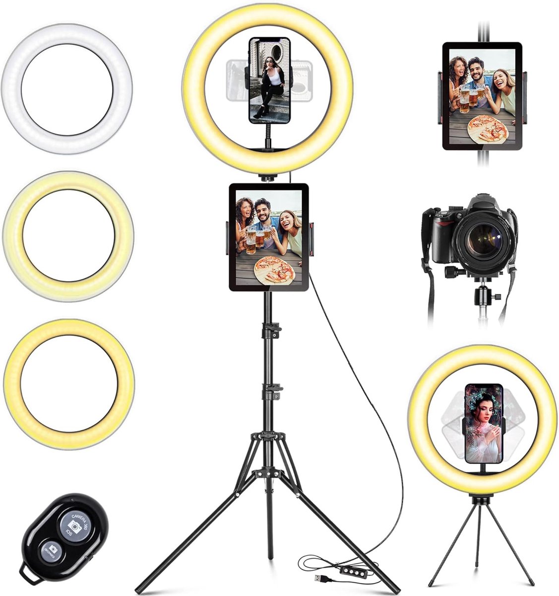 Ringlamp met Statief - Ring Light - TikTok Lamp - LED Ringlamp - Telefoonhouder
