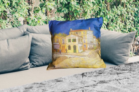 Sierkussen Buiten - Het gele huis - Vincent van Gogh - 60x60 cm