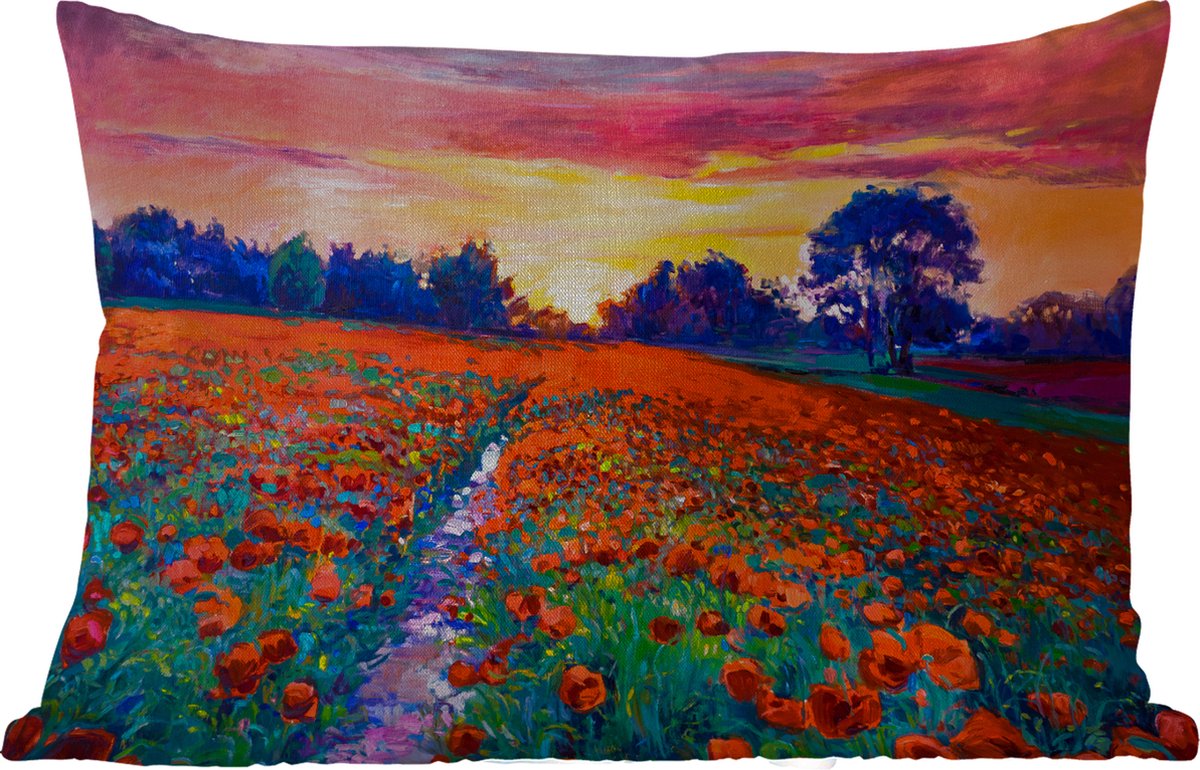 Buitenkussens - Schilderij - Natuur - Bloemen - Olieverf - 60x40 cm - Weerbestendig