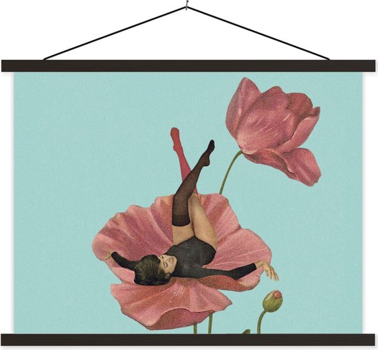 Porte-affiche avec affiche - Affiche scolaire - Rêves - Vintage - Femme - 60x45 cm - Lattes noires