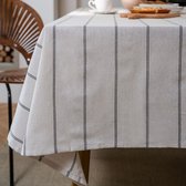 Tafelkleed rechthoekig katoen linnen tafelkleed beige afwasbaar tafelkleed strepen tafelkleed voor huishouden keuken eettafel eetkamer decoratie, 140 x 200 cm