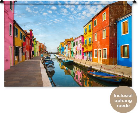 Wandkleed Italië - Gekleurde huizen in Italië Wandkleed katoen 150x100 cm - Wandtapijt met foto