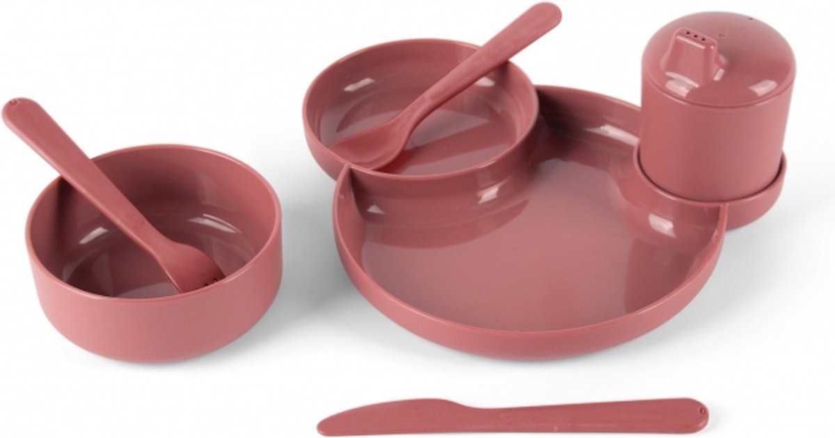 Dantoy TINY Dinnertime Servies Geschenkset (Rood/7-delig)