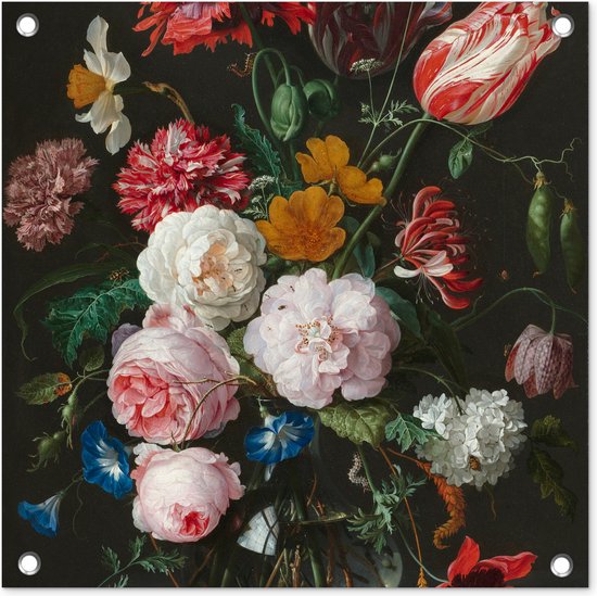 Posters de jardin Nature morte aux fleurs dans un vase en verre - Peinture de Jan Davidsz. de Heem - 50x50 cm