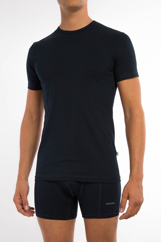 Claesen's® - Heren T Shirt 2 pack Donkerblauw Cotton/Lycra - Donkerblauw - 5% Lycra - 95% Katoen