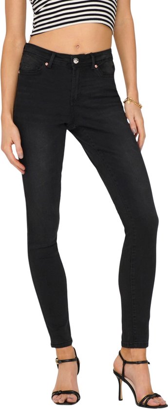 Only Jeans Onlwauw Mid Sk Bj1097 Noos 15230459 Washed Black Dames Maat - W30 X L30