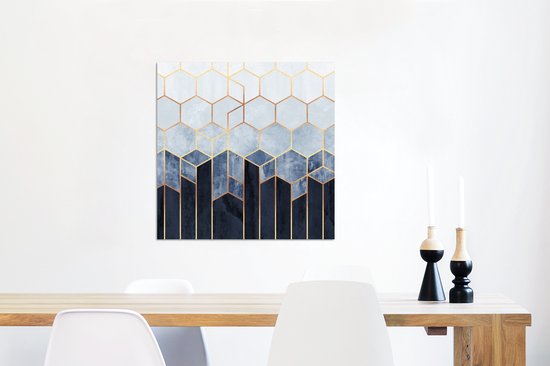 Décoration murale Métal - Peinture Aluminium Industriel - Hexagone - Or - Luxe - Motifs - 50x50 cm - Dibond - Photo sur aluminium - Décoration murale industrielle - Pour le salon/chambre