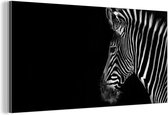 Wanddecoratie Metaal - Aluminium Schilderij Industrieel - Zebra - Wilde dieren - Zwart - 80x40 cm - Dibond - Foto op aluminium - Industriële muurdecoratie - Voor de woonkamer/slaapkamer