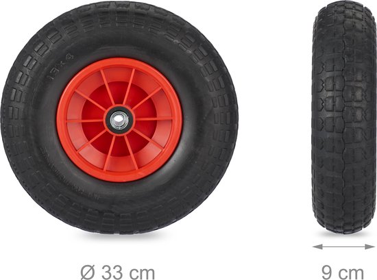 kruiwagenwiel 4.00-6 - rubber - kunststof velg - met adapters - massief - tot 100 kg - zwart-rood van Vervoer Wieltjes — afbeelding 5