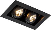 QAZQA oneon - Spot encastrable - 2 lumières - L 250 mm - Zwart