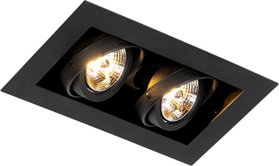 QAZQA oneon - Moderne Inbouwspot - 2 lichts - L 250 mm - Zwart - Woonkamer | Slaapkamer | Keuken