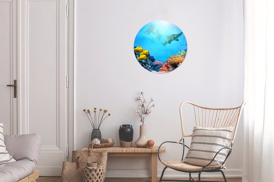 WallCircle - Stickers muraux - Cercle de papier peint - Mer - Pêche - Couleurs - ⌀ 30 cm - Cercle mural - Autocollant - Sticker papier peint rond