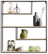 Lifa Living - Wandrek Bilbao - Zwart - Metaal en MDF - Asymetrisch - Industrieel 70 x 60 x 11 cm