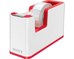 foto van Leitz WOW Plakbandhouder - Inclusief 1 Rol Plakband - Rood/Wit
