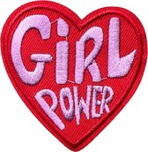Girl Power Tekst Strijk Embleem Patch 6.6 cm / 6.4 cm / Rood Roze