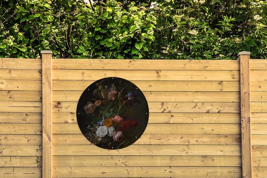 Garden Circle Vase with Flowers - Peinture de Rachel Ruysch - 90x90 cm - Affiche de jardin
