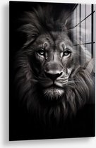 Wallfield™ - Lion Close-Up | Glasschilderij | Gehard glas | 80 x 120 cm | Magnetisch Ophangsysteem